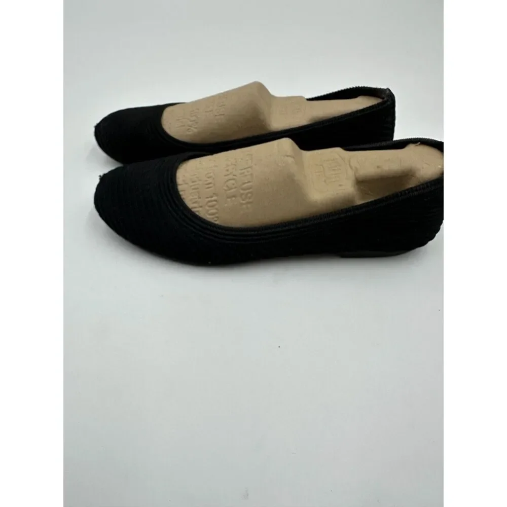 Skechers Flats Casey Ballet Flats Stretch Fit Ribbed Shoes Round Toe Sz 7 Black